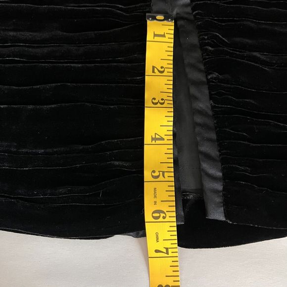 INC International Concepts Pencil Skirt Womens 4 Black Ruched Velvet Formal - Picture 11 of 14